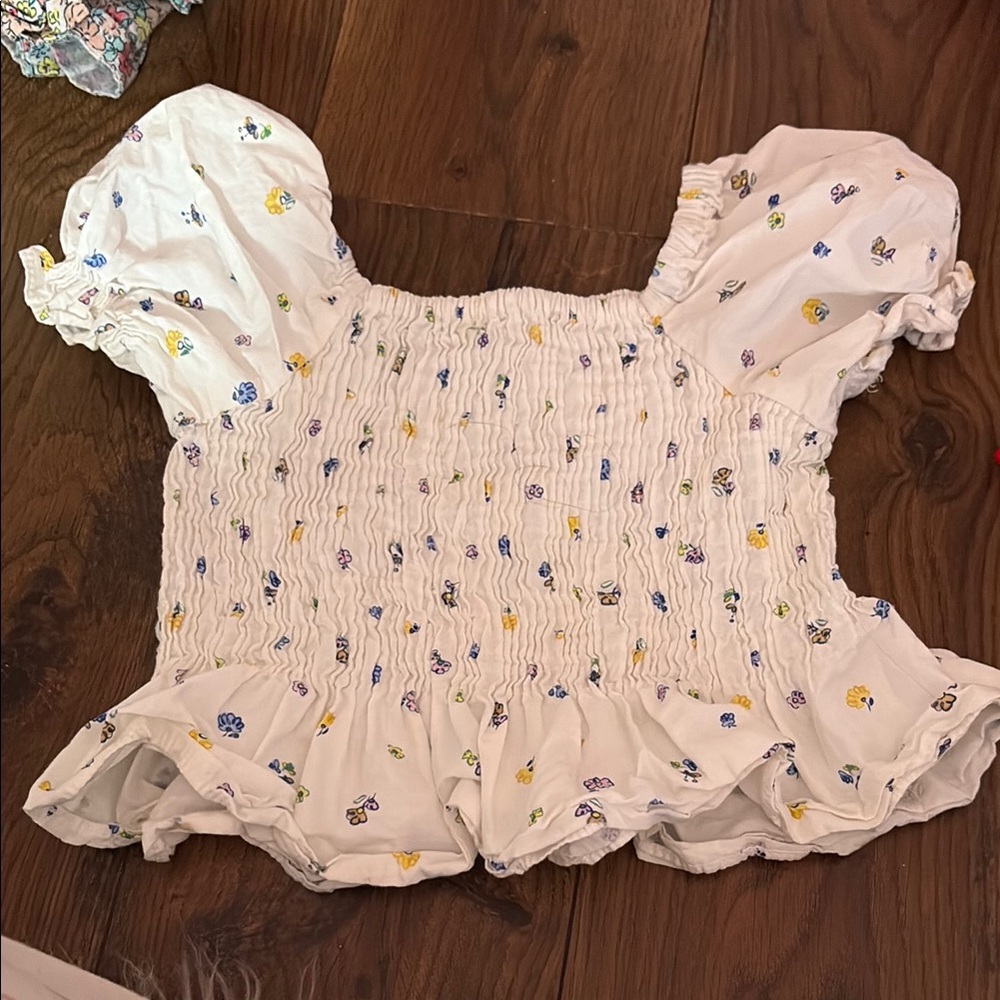 Zara Kids White Floral Blouse